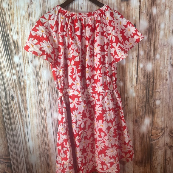 Free Assembly Red Floral Fit And Flare Flutter Sleeve Mini Dress Med - Picture 4 of 4